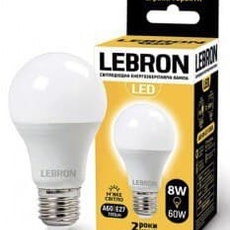 LED лампа Lebron A60 8W 3000K