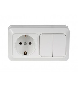 Блок Розетка З / З + Подвійний Вимикач Luxel OPERA