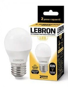 Led лампа LEBRON G45 6W e27 3000K