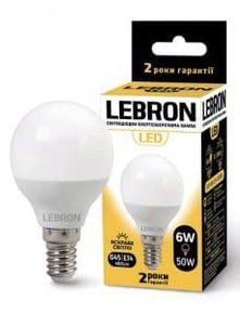 Led лампа LEBRON G45 6W e14 3000K