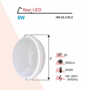 LED Світильник RIGHT HAUSEN Коло 8W 6400K IP65