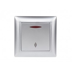 Вимикач Прохідний З Підсвіткою Luxel PRIMERA Срібло