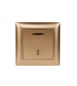 Выключатель проходной с подсветкой Luxel PRIMERA золотой