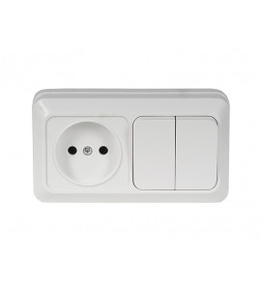 Блок Розетка + Подвійний Вимикач Luxel OPERA