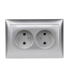 Розетка подвійна Luxel PRIMERA серебро