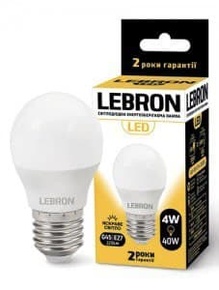 Led лампа LEBRON G45 4W e27 4100K