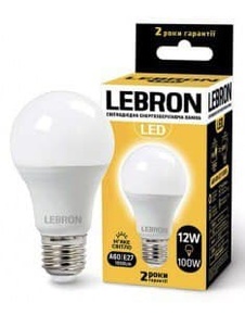 LED лампа LEBRON A60 12W 3000K