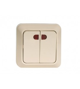 Выключатель двойной с подсветкой Luxel OPERA крем