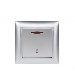 Вимикач Прохідний З Підсвіткою Luxel PRIMERA Срібло