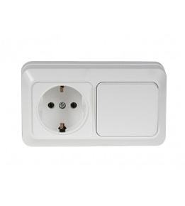 Блок розетка с/з+выключатель Luxel OPERA