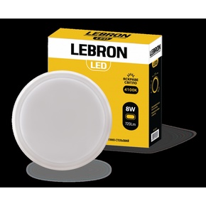 LED светильник LEBRON L-WLR-S, 8W, круглый, 4100K, 720Lm, ІР65 с датчиком движения