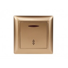 Вимикач Прохідний З Підсвіткою Luxel PRIMERA Золотий